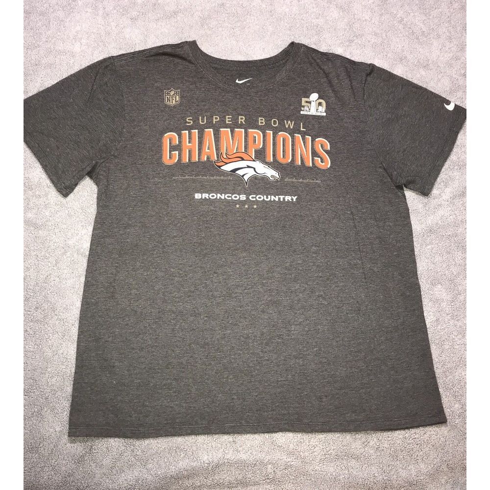 Official NFL Nike Denver Broncos Country Super Bowl 50 T-Shirt X Large Gray XL
